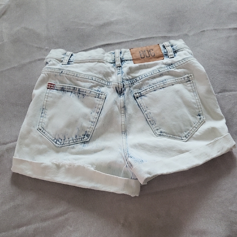 BDG Women's High Rise Roll Faded Blue Jean Shorts